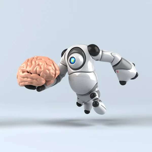 Grote Robot Met Hersenen Illustratie — Stockfoto