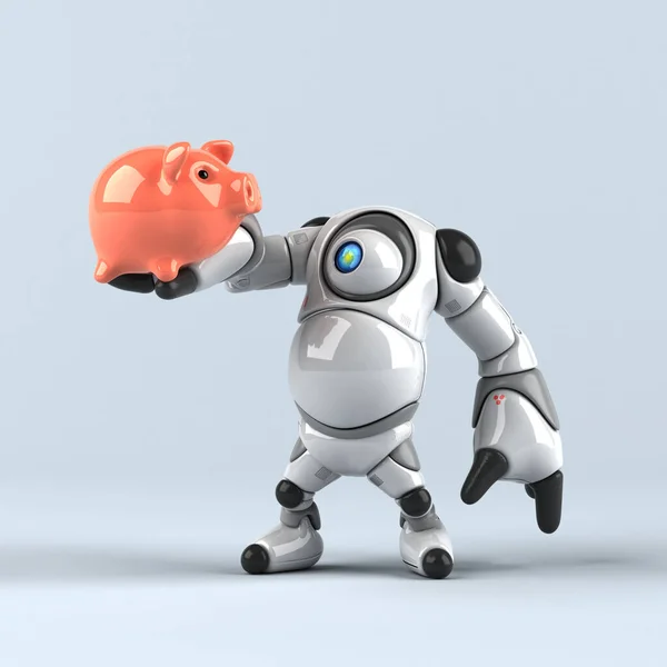 Großer Roboter Mit Sparschwein Illustration — Stockfoto