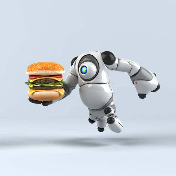 Grote Robot Met Burger Illustratie — Stockfoto