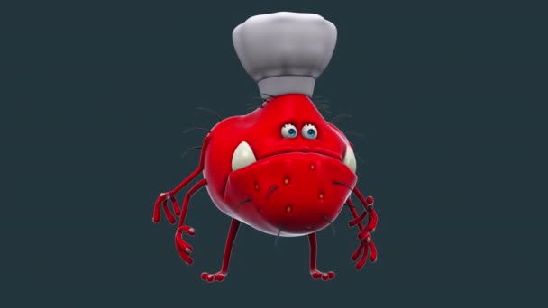 Fun Germ Monster Cartoon Character Chef — Stock videók