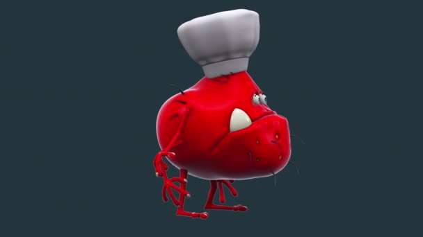 Fun Germ Monster Cartoon Character Chef — Video