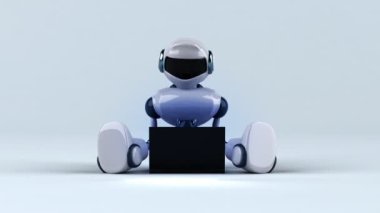 Eğlenceli 3D robot karakter dizüstü bilgisayar programlama