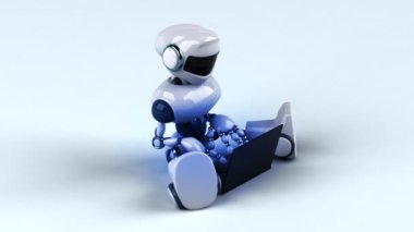 Eğlenceli 3D robot karakter dizüstü bilgisayar programlama