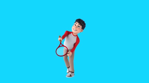 打网球的3D卡通男孩 — 图库视频影像