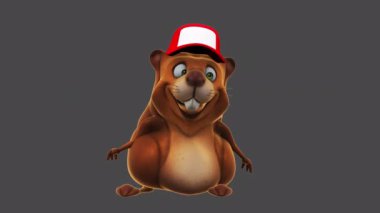 Fun beaver character in cap   - 3D animation 