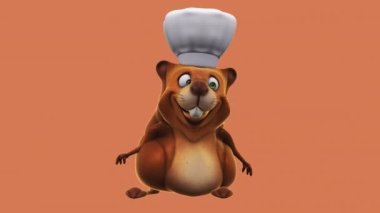 Fun beaver character  chef  - 3D animation 
