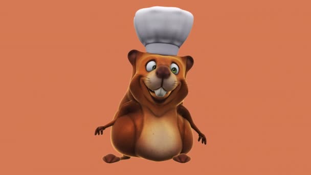 Fun Beaver Character Chef Animation — Stockvideo