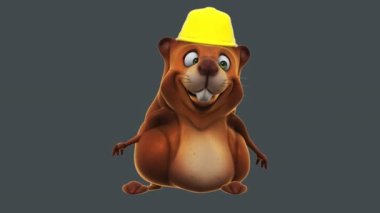 Fun beaver character in helmet   - 3D animation 