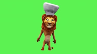 funny cartoon character  lion chef     - 3D animation 