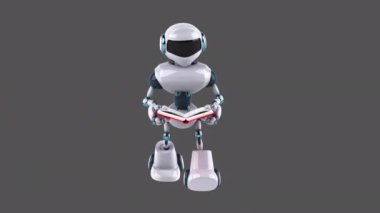 Robot with a book  - 3D animation 