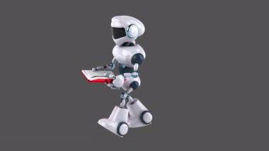 Robot with a book  - 3D animation 