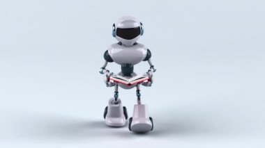 Robot with a book  - 3D animation 