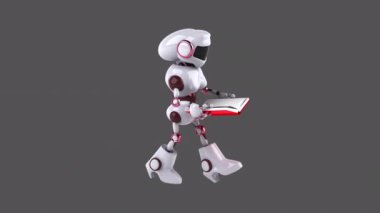 Robot with a book  - 3D animation 