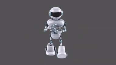 Robot with a smartphone - 3D animation 