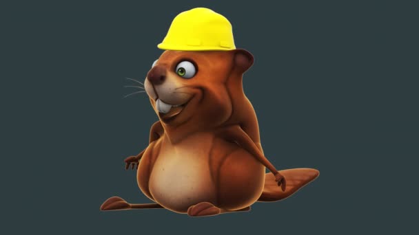 Fun Beaver Character Helmet Animation — Stock video