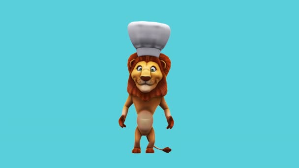 面白いキャラクターライオンシェフ 3Dアニメーション — ストック動画