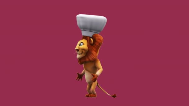 Funny Cartoon Character Lion Chef Animation — Stock Video