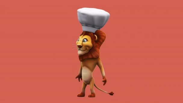 Funny Cartoon Character Lion Chef Animation — 비디오