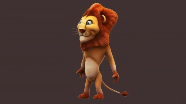 Αστείο Λιοντάρι Χαρακτήρα Κινουμένων Σχεδίων Animation — Αρχείο Βίντεο