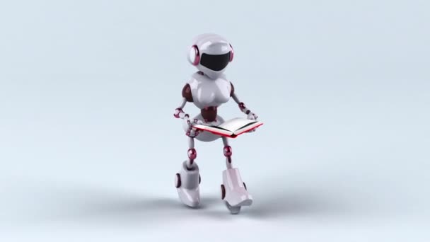 带有书籍的机器人 3D动画 — 图库视频影像