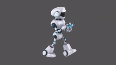 Robot with a smartphone - 3D animation 