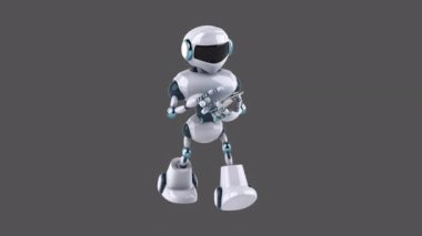 Robot with a smartphone - 3D animation 