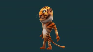 funny cartoon character  tiger   - 3D animation 