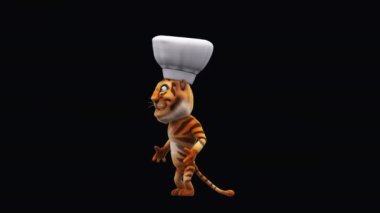 funny cartoon character  tiger chef  - 3D animation 