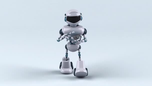 带有智能手机的机器人 3D动画 — 图库视频影像