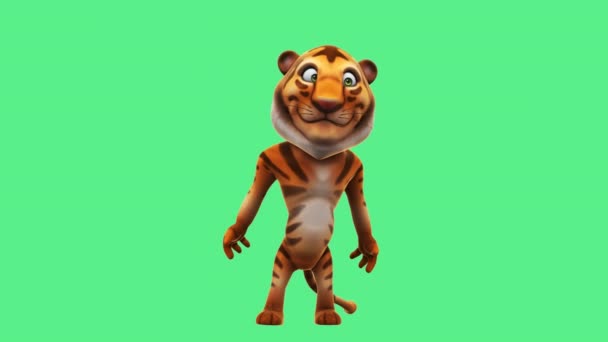 Funny Cartoon Character Tiger Animation — Vídeos de Stock