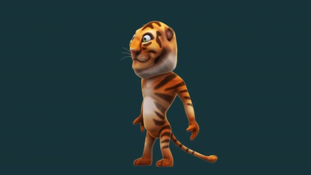 Смішний Мультиплікаційний Персонаж Тигр Анімація — стокове відео