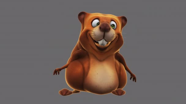 Fun Beaver Character Animation — Stok Video