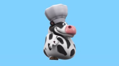 Funny cartoon character cow  chef  - 3d animation 
