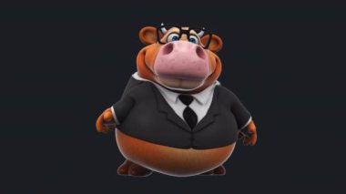 Funny cartoon character bull  businessman   - 3d animation 