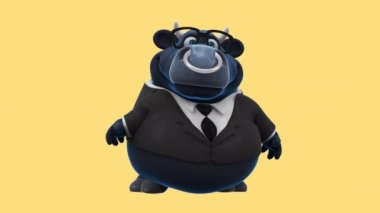 Funny cartoon character bull  businessman   - 3d animation 