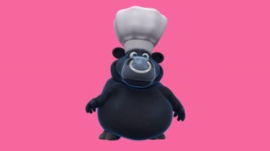 Funny cartoon character bull  chef   - 3d animation 