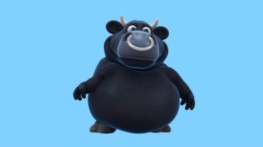 Funny cartoon character bull  talking   - 3d animation 