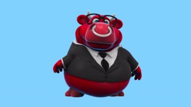 Funny cartoon character bull  businessman   - 3d animation 