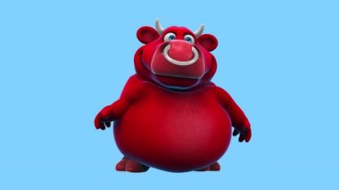 Funny cartoon character bull  talking   - 3d animation 