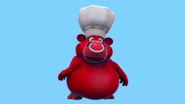 Funny cartoon character bull  chef   - 3d animation 