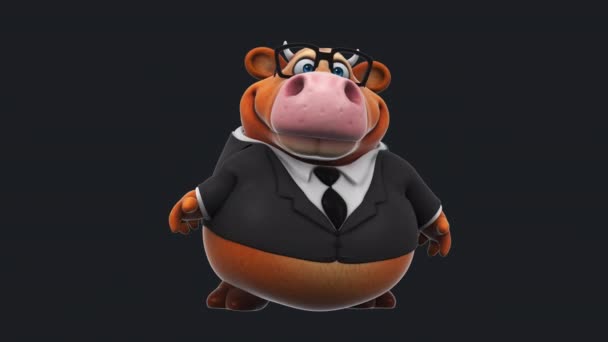 Funny Cartoon Character Bull Businessman Animation — 비디오