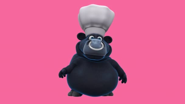 Funny Cartoon Character Bull Chef Animation — Αρχείο Βίντεο