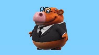 Funny cartoon character bull  businessman   - 3d animation 