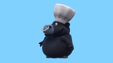 Funny cartoon character bull  chef   - 3d animation 