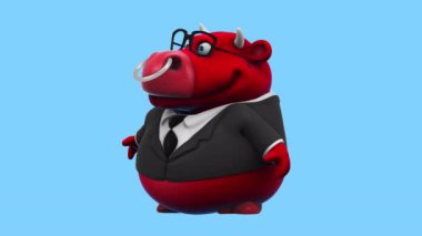 Funny cartoon character bull  businessman   - 3d animation 