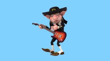 Fun Korrigan character with guitar  - 3D Illustration