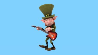 Fun leprechaun with guitar   - 3D animation 