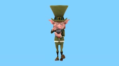 Fun leprechaun  with smartphone   - 3D animation 