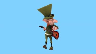 Fun leprechaun with guitar   - 3D animation 