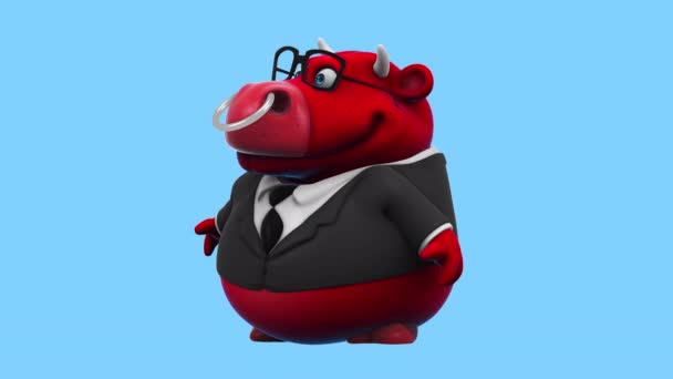 Funny Cartoon Character Bull Businessman Animation — Video